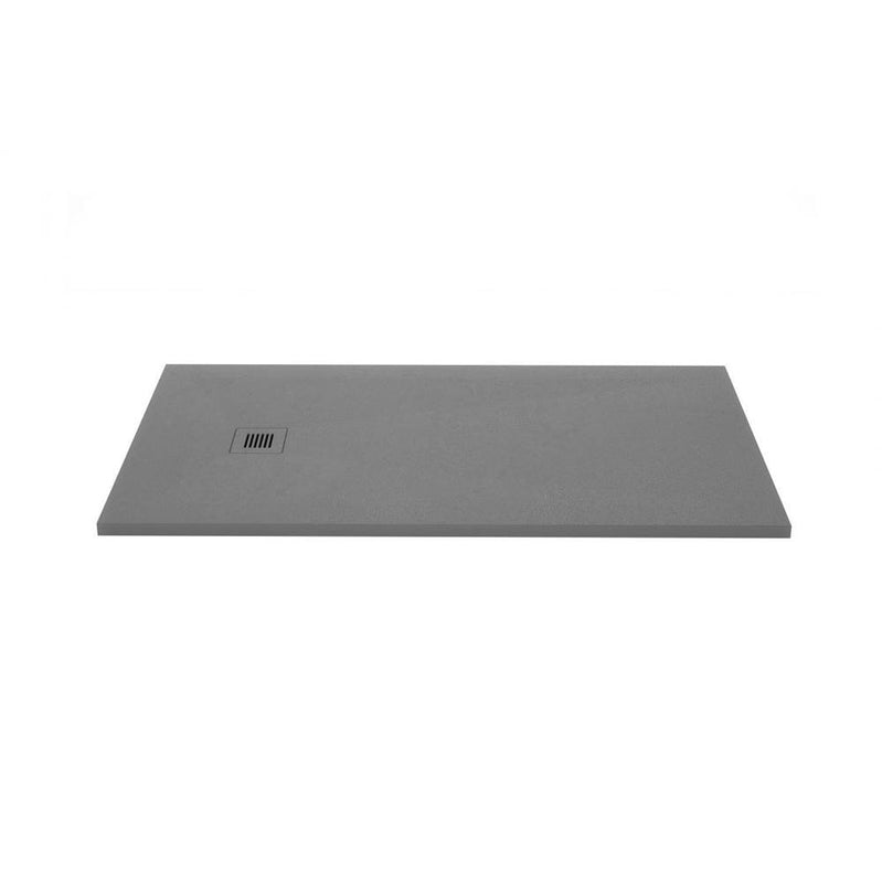 Wet Style DFL6032E-GT-3C Shower Base - Feel - 60 X 32 - End Drain - Grey Concrete - 3 Cuts