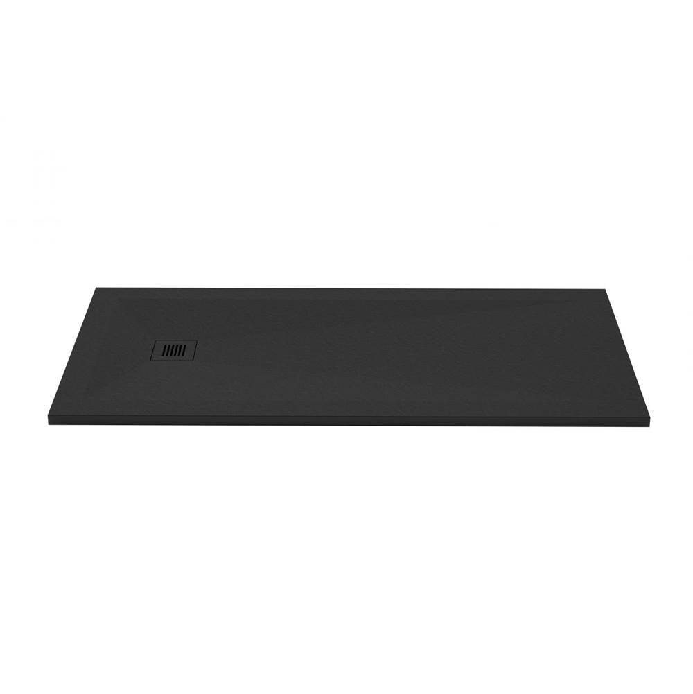 Wet Style DFL6632E-BS-1C Shower Base - Feel - 66 X 32 - End Drain - Black Slate - 1 Cut