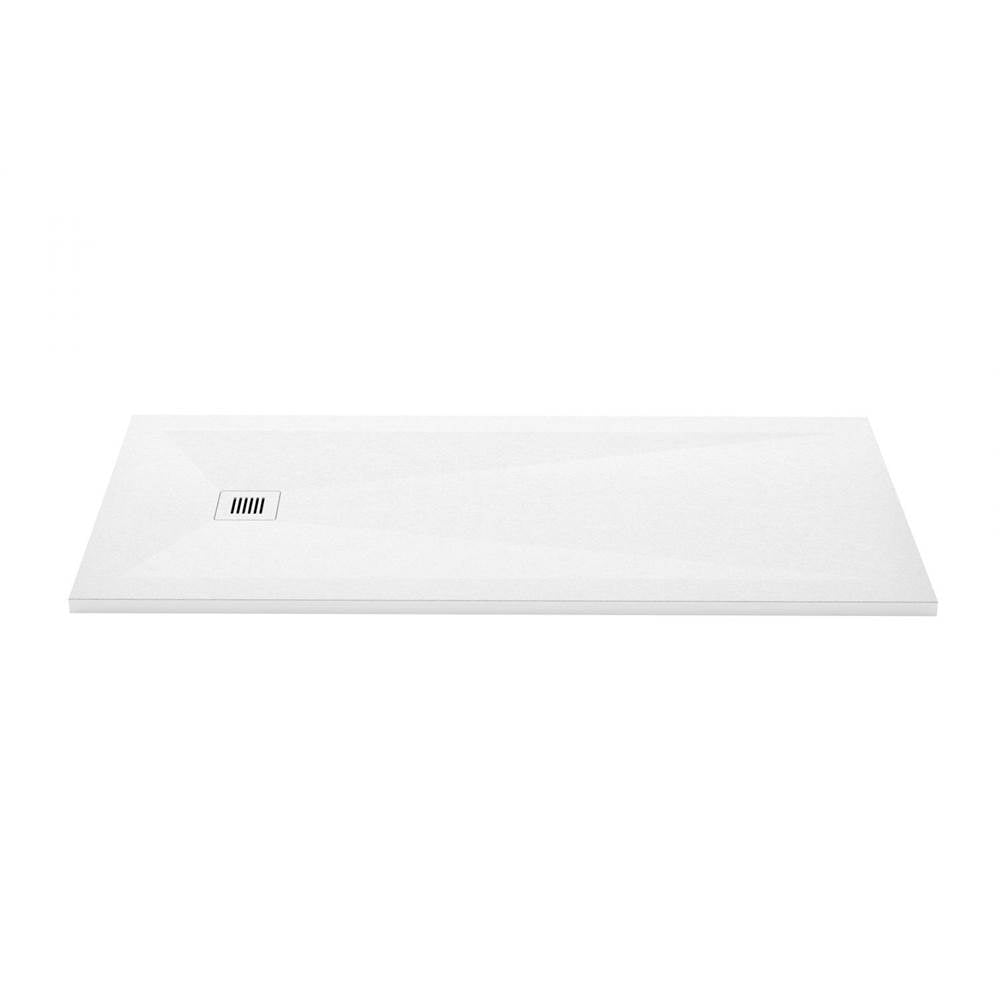 Wet Style DFL6632E-AS-2C Shower Base - Feel - 66 X 32 - End Drain - White Slate - 2 Cuts