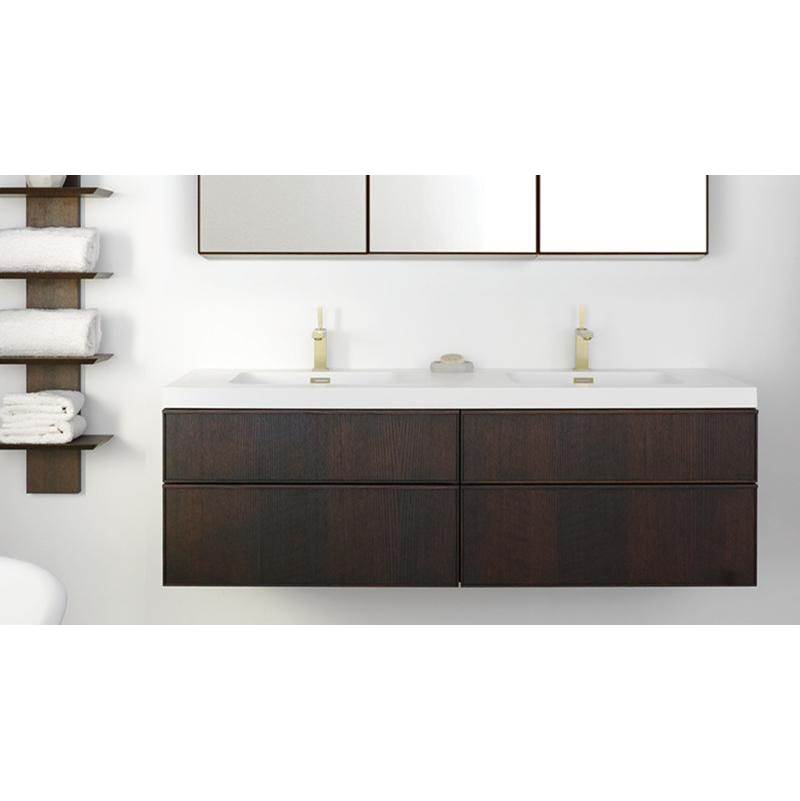 Wet Style FRL60WM-L-21 Furniture Frame Linea - Vanity Wall-Mount 60 X 22 - 4 Drawers, Horse Shoe Drawers On Left, Full Depth Drawers On Right - Parent