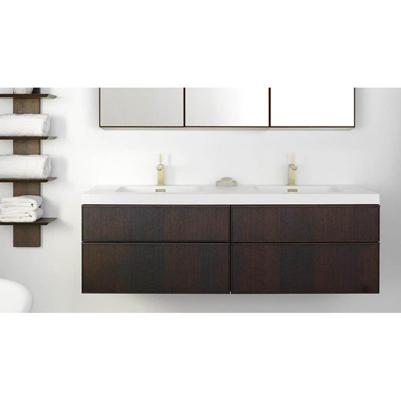 Wet Style FRL60WM-R-38 Furniture Frame Linea - Vanity Wall-Mount 60 X 22 - 4 Drawers, Horse Shoe Drawers On Right, Full Depth Drawers On Left - Parent