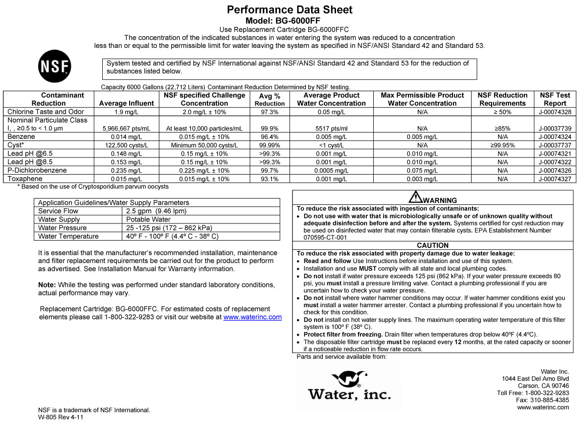 Water Inc WI-BG6000FF Full Flow Body Glove Filtration System