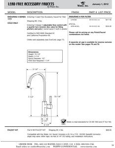 Water Inc WI-FA1310C Enduring II Lead Free Filtration Faucet Only