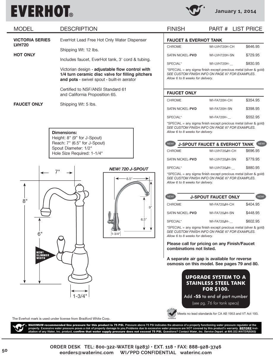Water Inc WI-FA720H EverHot Lead Free Hot Faucet Only - Parent