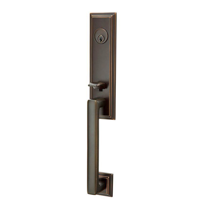 Emtek 4211RLH Single Cyl , Wilshire Tub Entry , Rustic Lever , LH - Parent