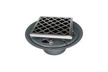 Load image into Gallery viewer, Infinity Drain XD 4-2A 4” x 4” XD 4 - Strainer - Criss-Cross Pattern &amp; 2&quot; Throat w/ABS Drain Body 2” Outlet