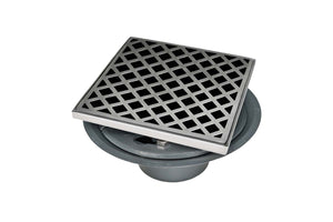 Infinity Drain XD 5-2I 5” x 5” XD 5 - Strainer - Criss-Cross Pattern & 2" Throat w/Cast Iron Drain Body 2” Outlet
