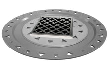 Load image into Gallery viewer, Infinity Drain XDB 4-A 4” x 4” XD 4 - Strainer - Lines Pattern &amp; 2&quot; Throat w/ABS Bonded Flange 2”, 3”, &amp; 4” Outlet