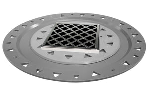 Infinity Drain XDB 4-A 4” x 4” XD 4 - Strainer - Lines Pattern & 2" Throat w/ABS Bonded Flange 2”, 3”, & 4” Outlet
