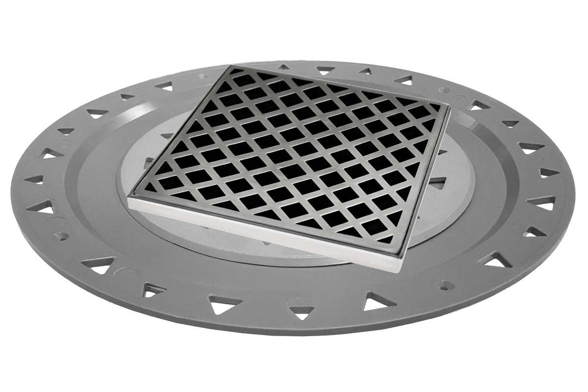 Infinity Drain XDB 5-A 5? x 5? XD 5 - Strainer - Lines Pattern & 2" Throat w/ABS Bonded Flange 2?, 3?, & 4? Outlet - Parent
