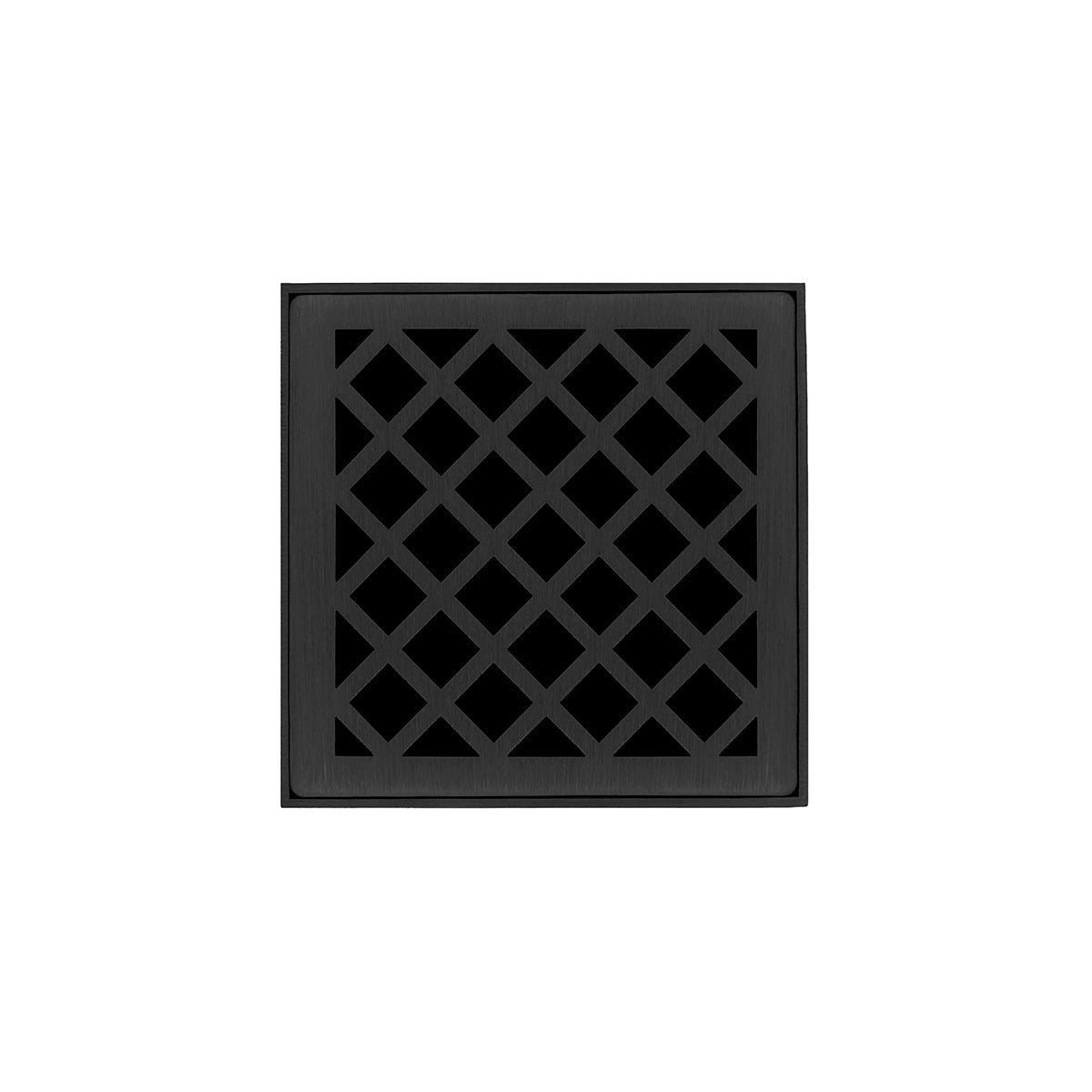 Infinity Drain XDB 4-S  4" x 4" XDB 4 Complete Kit with Criss-Cross Pattern Decorative Plate  with Stainless Steel Bonded Flange Drain Body, 2" No Hub Outlet