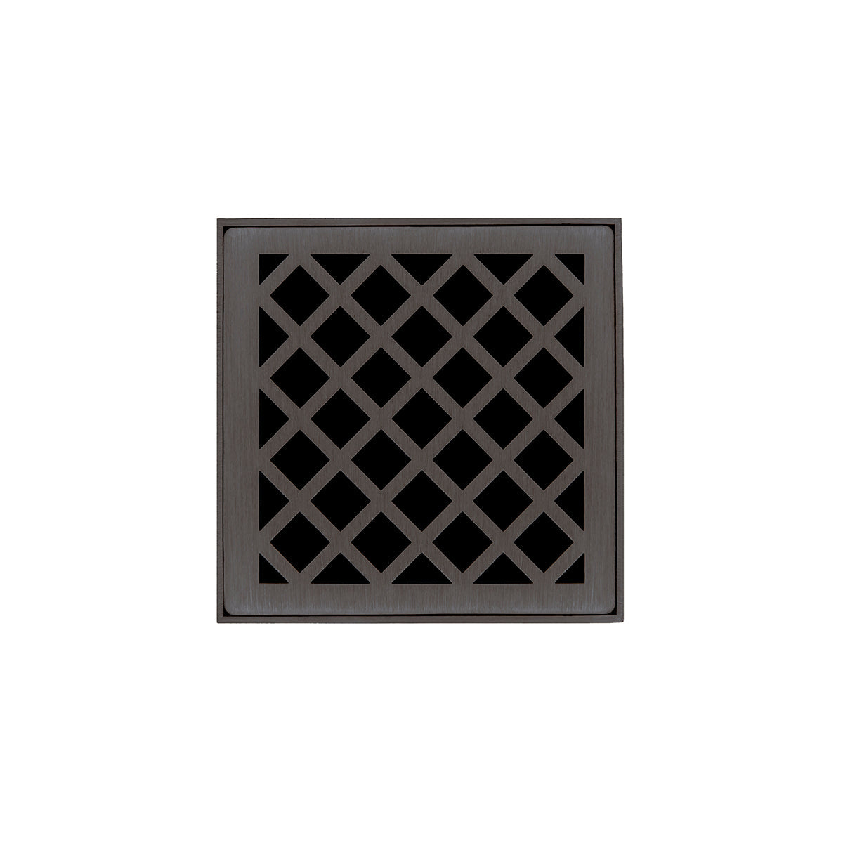 Infinity Drain XDB 4-S  4" x 4" XDB 4 Complete Kit with Criss-Cross Pattern Decorative Plate  with Stainless Steel Bonded Flange Drain Body, 2" No Hub Outlet