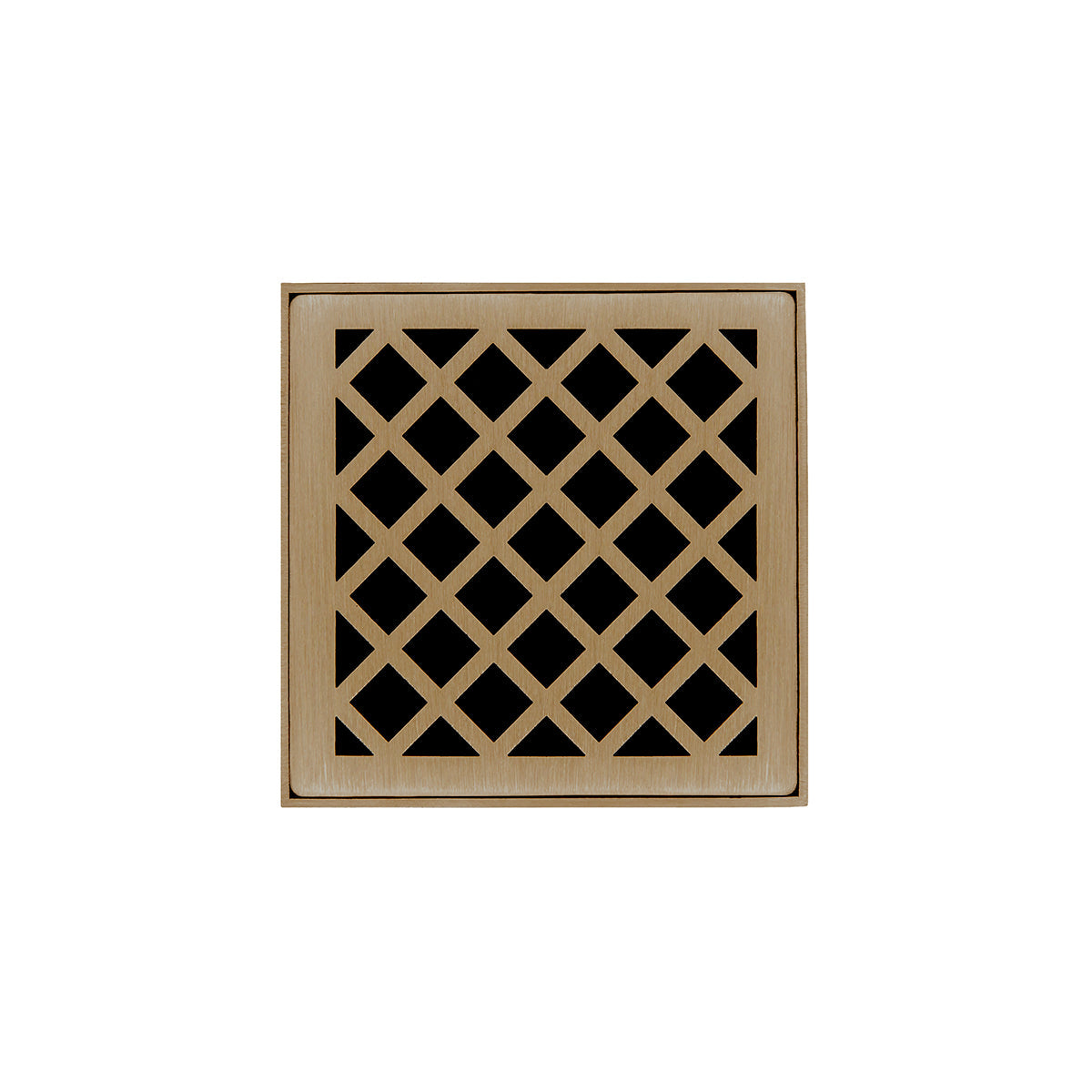 Infinity Drain XDB 4-S  4" x 4" XDB 4 Complete Kit with Criss-Cross Pattern Decorative Plate  with Stainless Steel Bonded Flange Drain Body, 2" No Hub Outlet