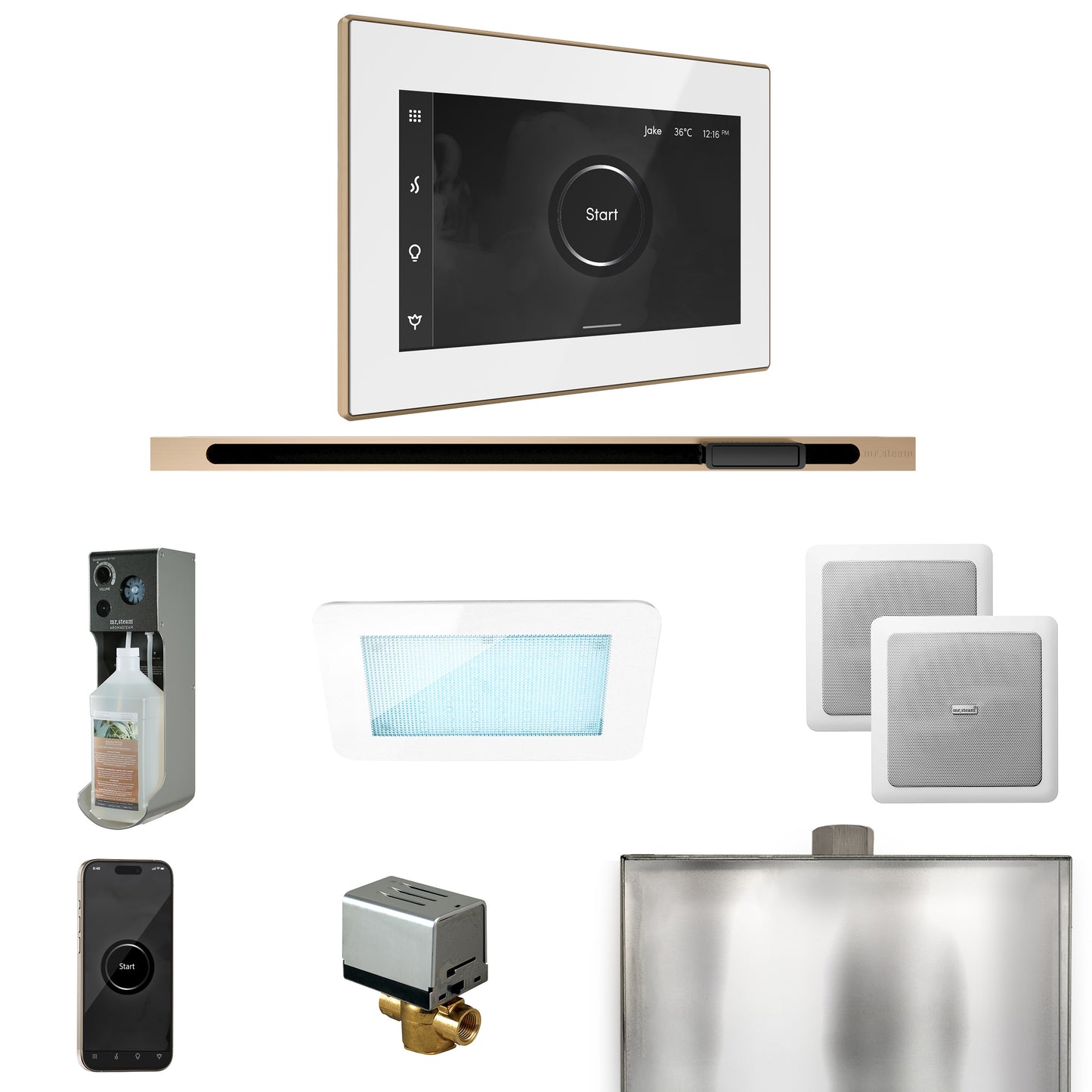 Mr. Steam XDRM2L XDream Steam Shower Control Package with iSteamX Control and Linear Steamhead