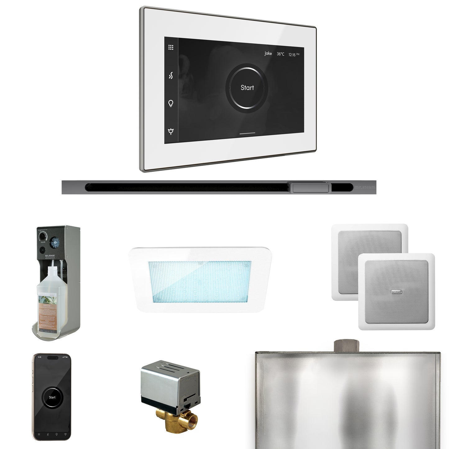 Mr. Steam XDRM2L XDream Steam Shower Control Package with iSteamX Control and Linear Steamhead