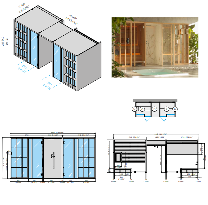Effe YK70310004 Yoku spa shelf, peninsula, canaletto  walnut - calacatta gold, 208v 1ph 60hz
