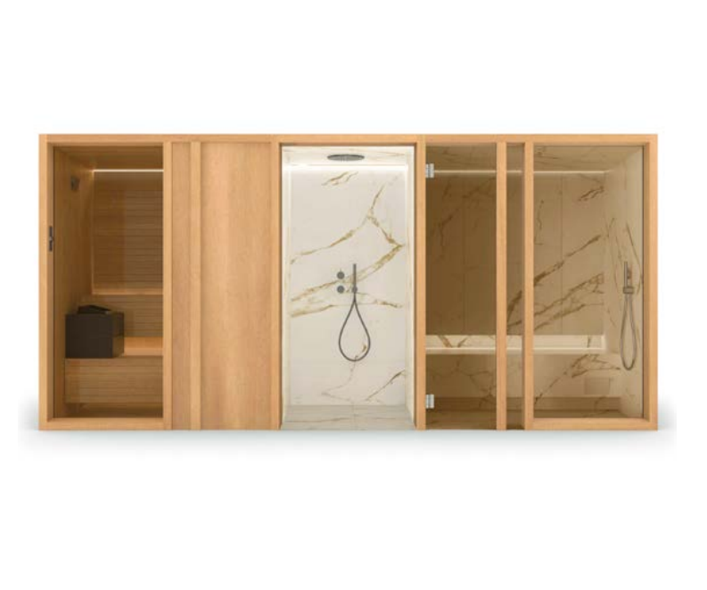 Effe YU80310001 Yoku spa door, niche, canaletto   walnut - calacatta gold, 240v 1ph 60hz