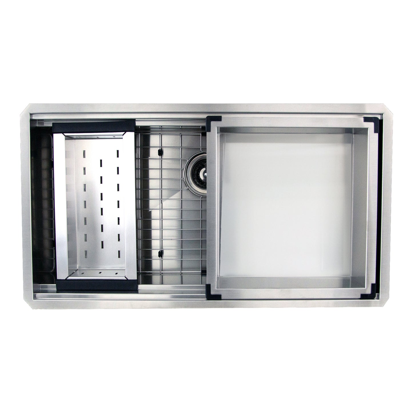 Nantucket Sinks ZR-PS-3620-16 Pro Series Large Prep Station Single Bowl Undermount Kitchen Sink with Compatible Accessories