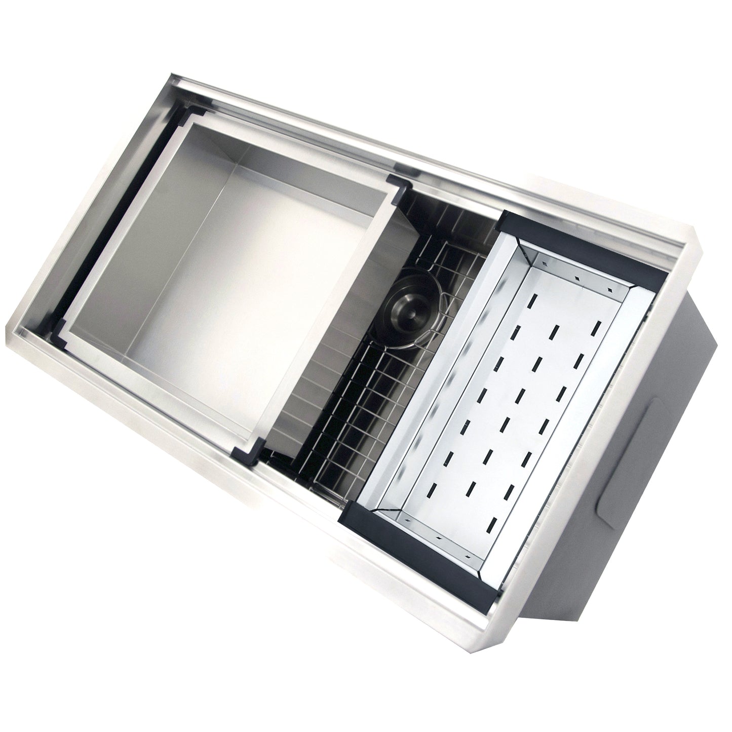 Nantucket Sinks ZR-PS-3620-16 Pro Series Large Prep Station Single Bowl Undermount Kitchen Sink with Compatible Accessories