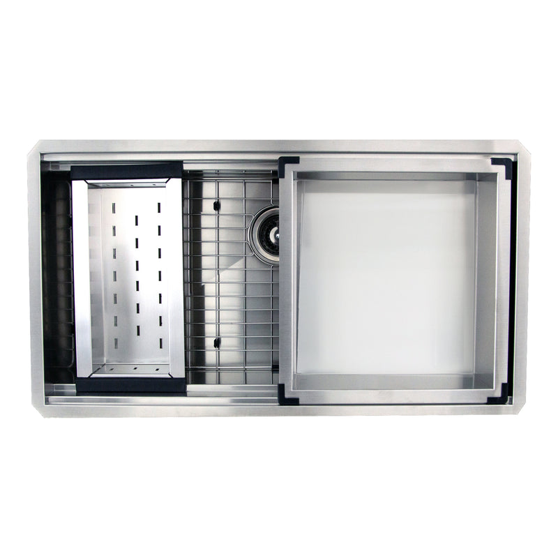 Nantucket Sinks ZR-PS-3620-16 Pro Series Large Prep Station Single Bowl Undermount Kitchen Sink with Compatible Accessories