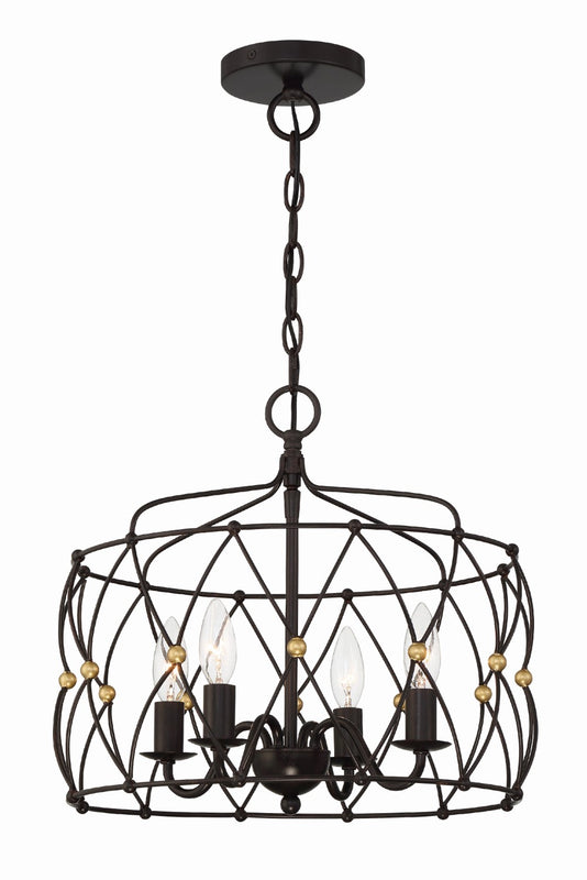Crystorama ZUC-A9030-EB-GA Zucca 4 Light Lantern - English Bronze and Antique Gold
