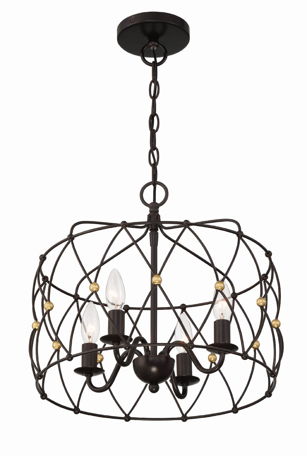 Crystorama ZUC-A9030-EB-GA Zucca 4 Light Lantern - English Bronze and Antique Gold