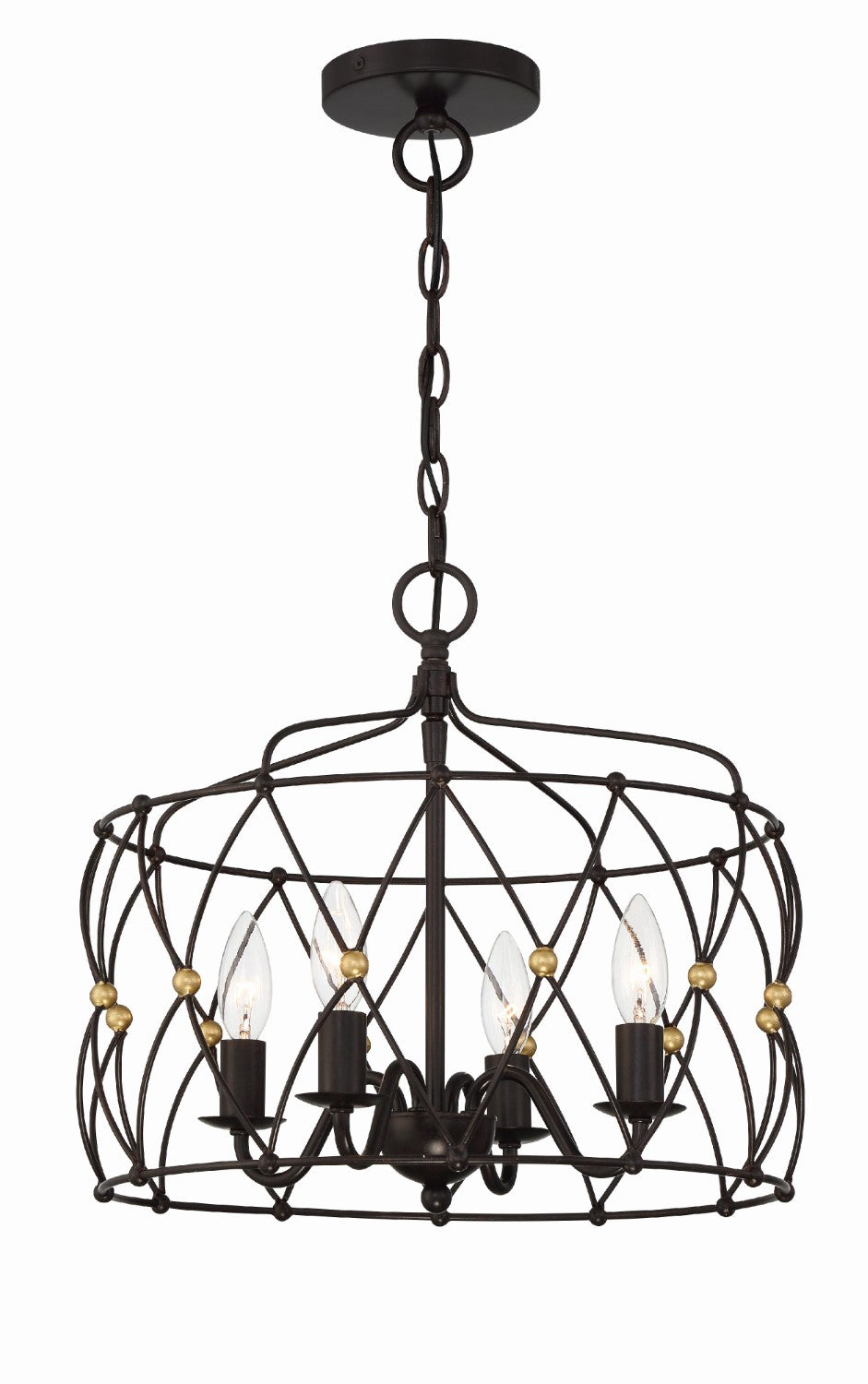 Crystorama ZUC-A9030-EB-GA Zucca 4 Light Lantern - English Bronze and Antique Gold