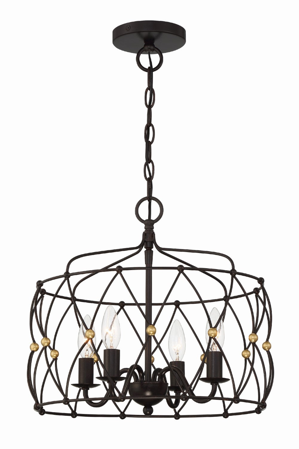 Crystorama ZUC-A9030-EB-GA Zucca 4 Light Lantern - English Bronze and Antique Gold