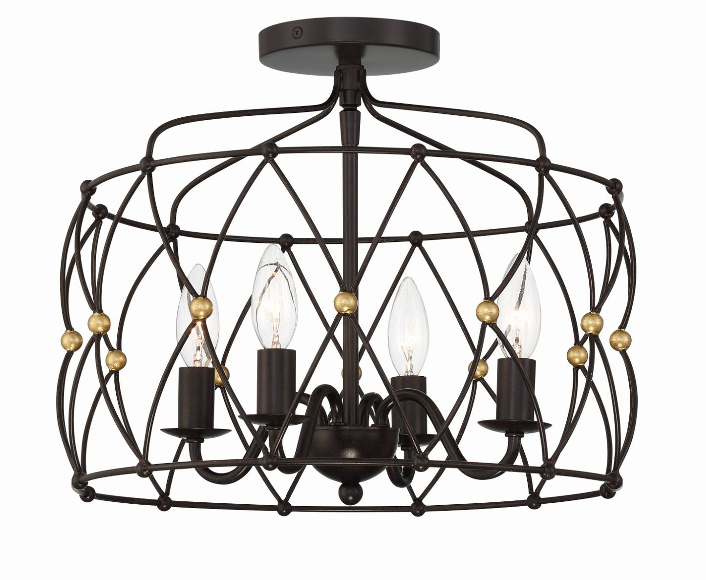 Crystorama ZUC-A9030-EB-GA_CEILING Zucca 4 Light Ceiling Mount - English Bronze and Antique Gold