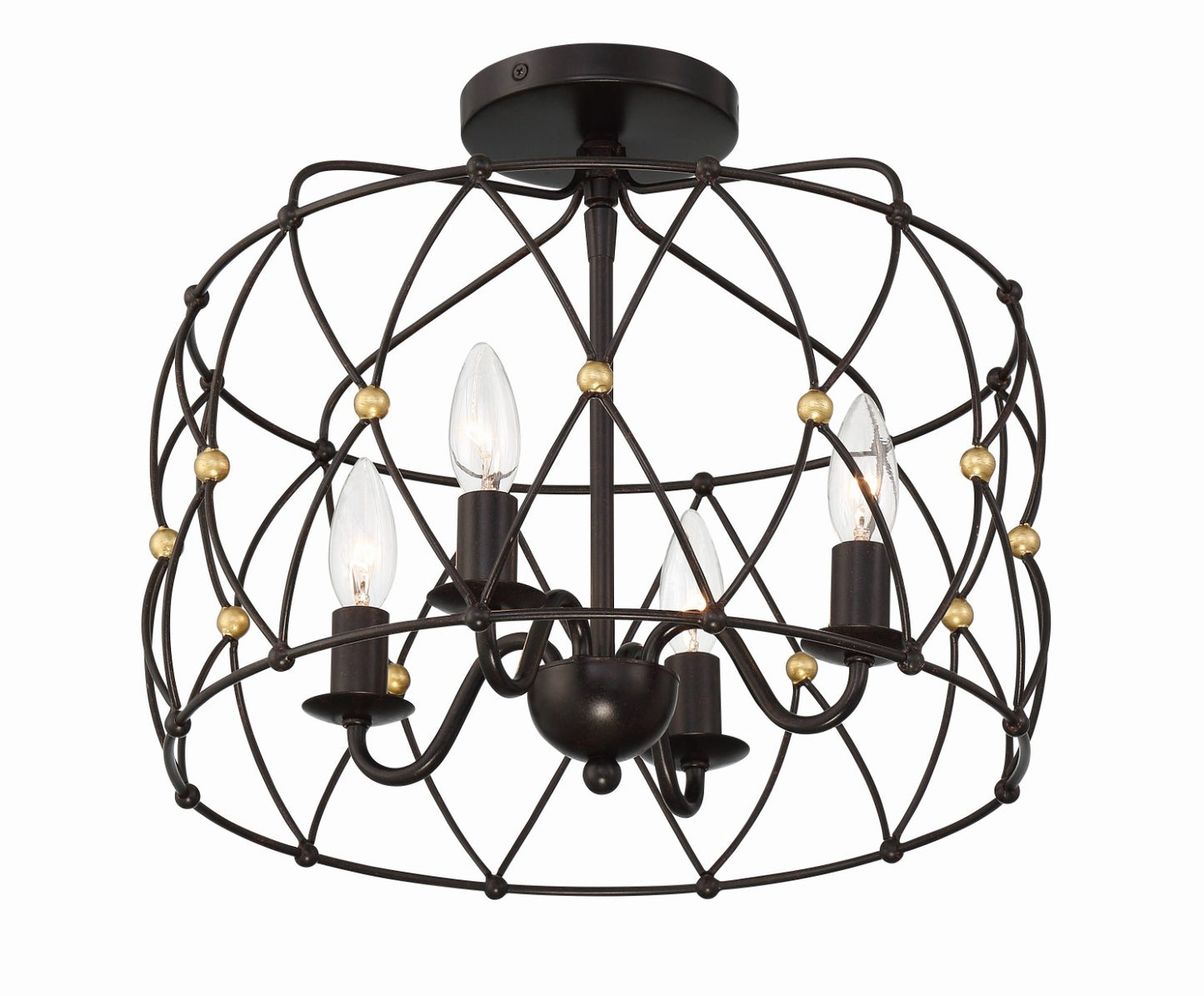 Crystorama ZUC-A9030-EB-GA_CEILING Zucca 4 Light Ceiling Mount - English Bronze and Antique Gold