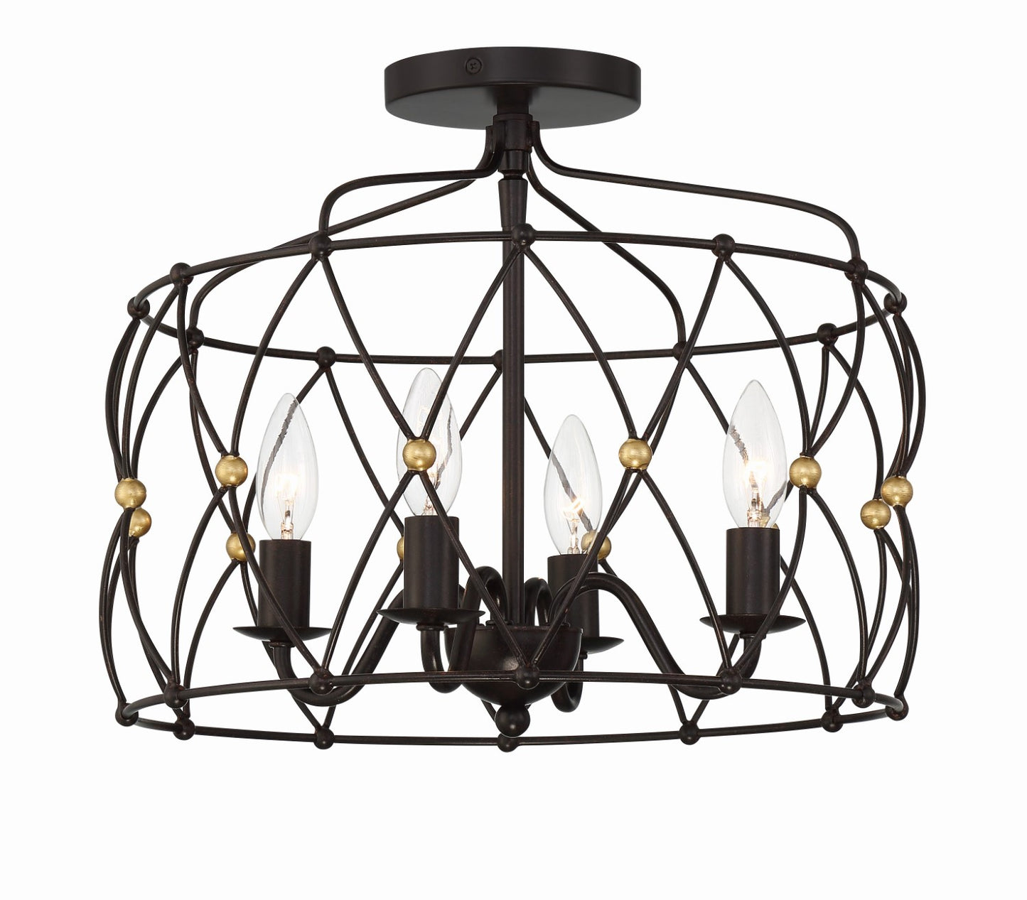 Crystorama ZUC-A9030-EB-GA_CEILING Zucca 4 Light Ceiling Mount - English Bronze and Antique Gold