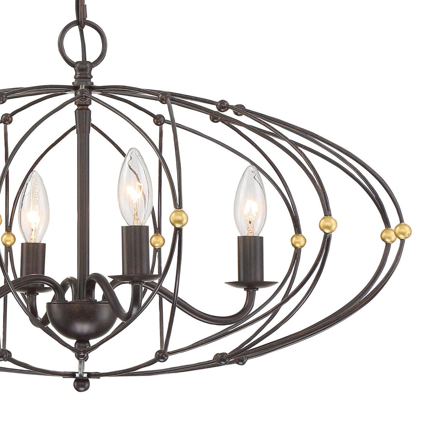 Crystorama ZUC-A9034-EB-GA Zucca 4 Light Chandelier - English Bronze and Antique Gold