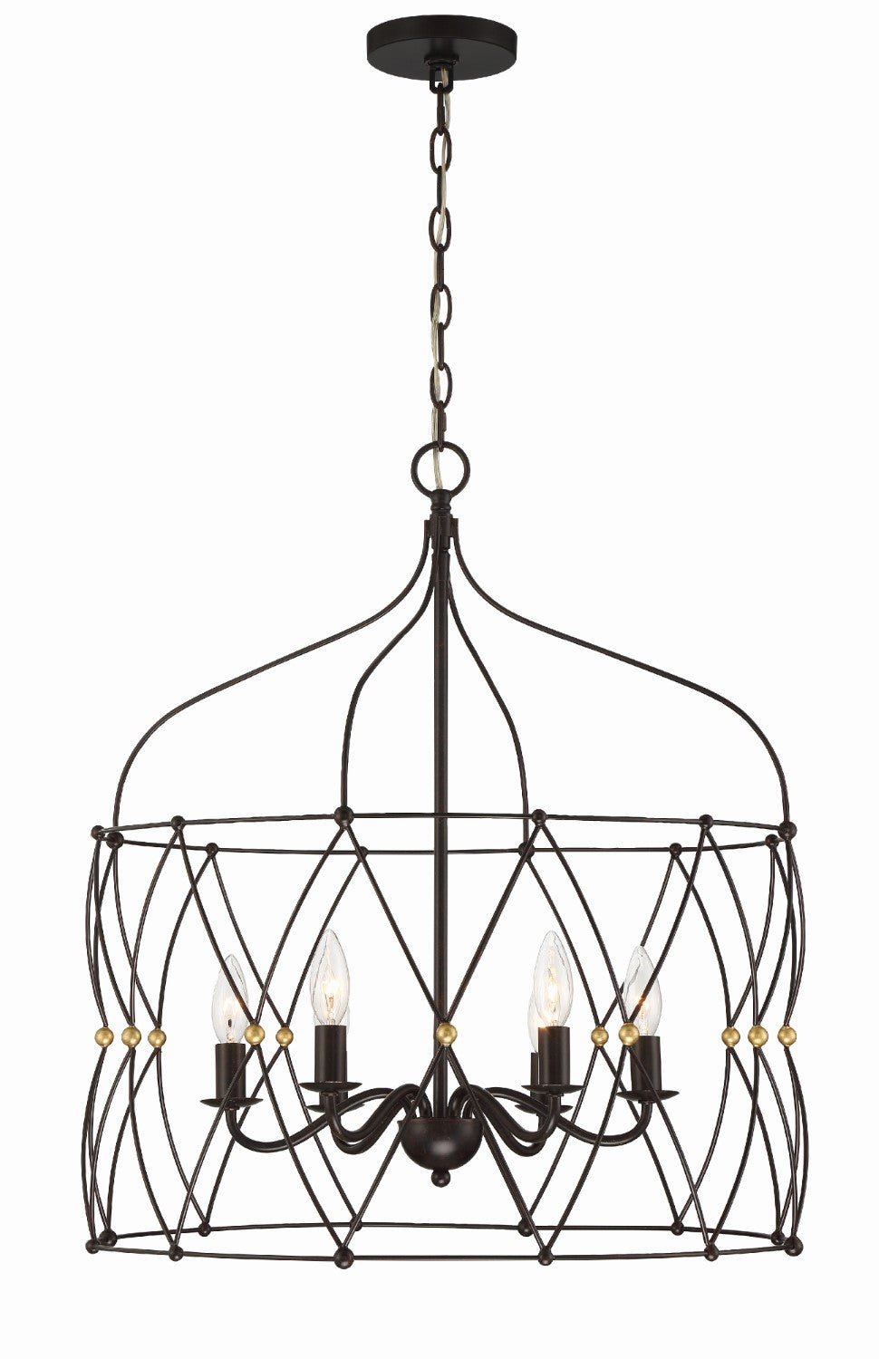 Crystorama ZUC-A9035-EB-GA Zucca 6 Light Lantern - English Bronze and Antique Gold