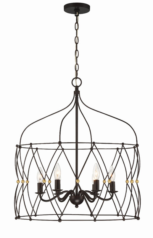 Crystorama ZUC-A9035-EB-GA Zucca 6 Light Lantern - English Bronze and Antique Gold