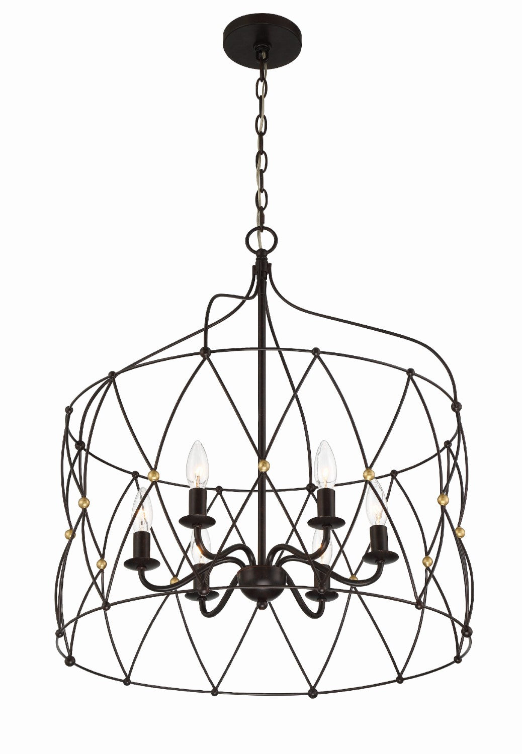 Crystorama ZUC-A9035-EB-GA Zucca 6 Light Lantern - English Bronze and Antique Gold