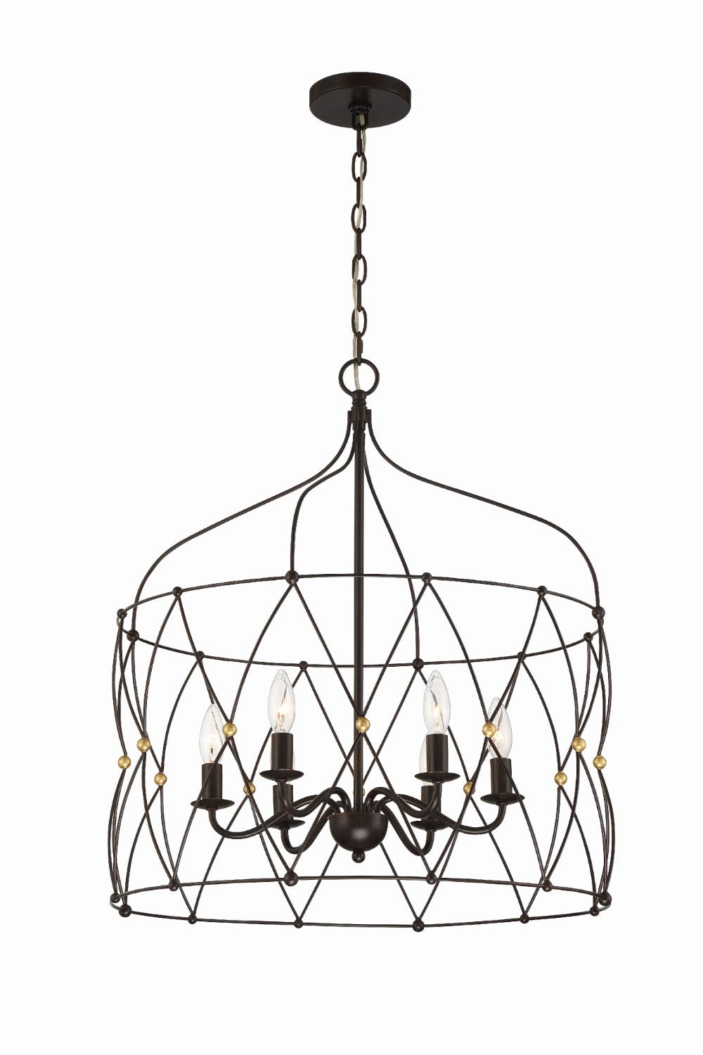 Crystorama ZUC-A9035-EB-GA Zucca 6 Light Lantern - English Bronze and Antique Gold