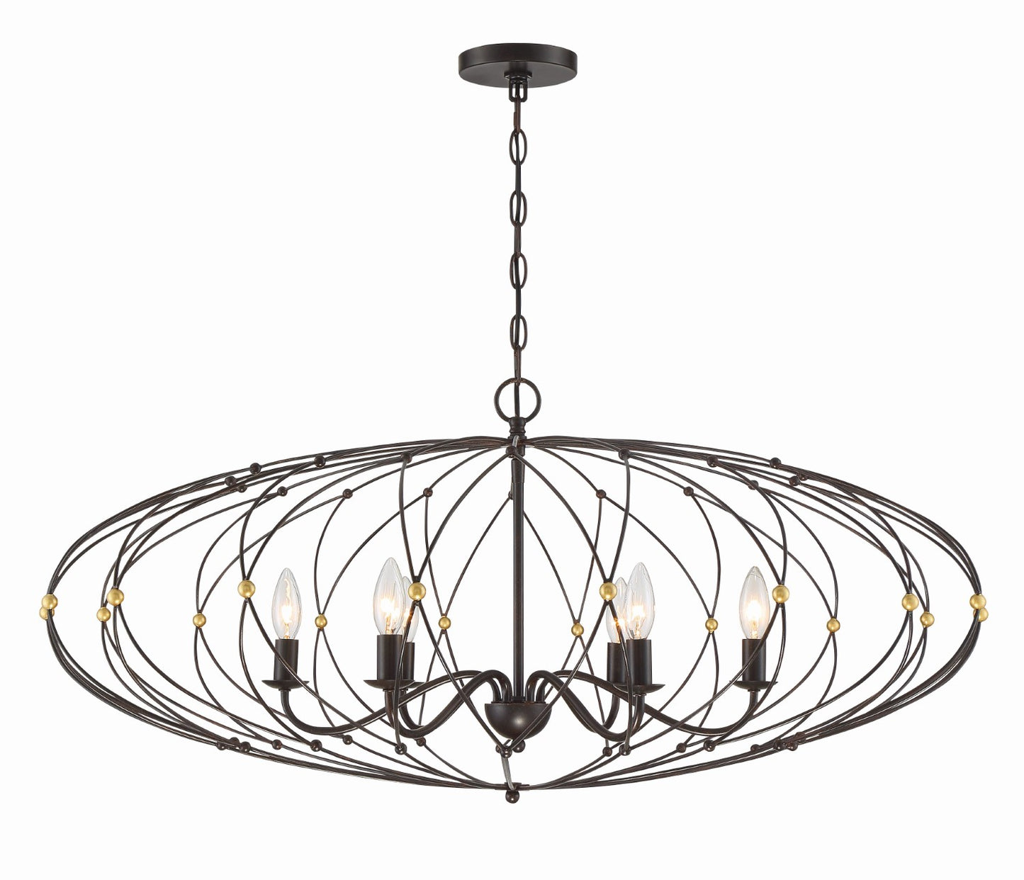 Crystorama ZUC-A9036-EB-GA Zucca 6 Light Chandelier - English Bronze and Antique Gold
