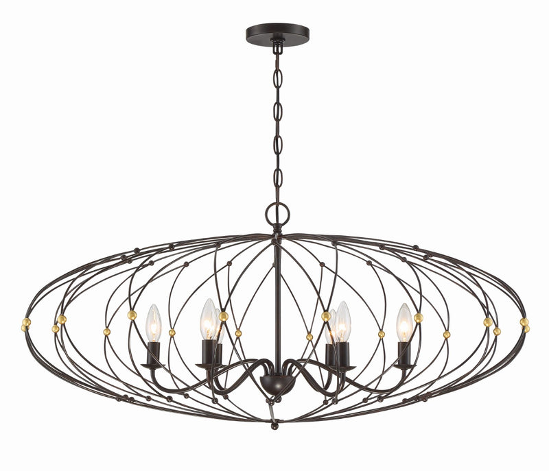 Crystorama ZUC-A9036-EB-GA Zucca 6 Light Chandelier - English Bronze and Antique Gold