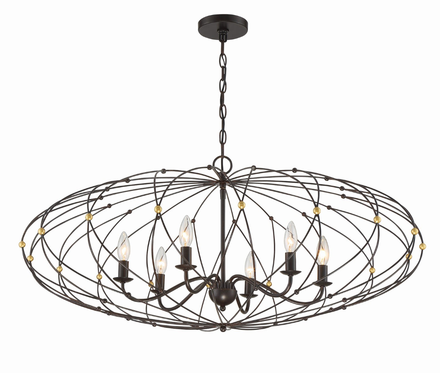 Crystorama ZUC-A9036-EB-GA Zucca 6 Light Chandelier - English Bronze and Antique Gold