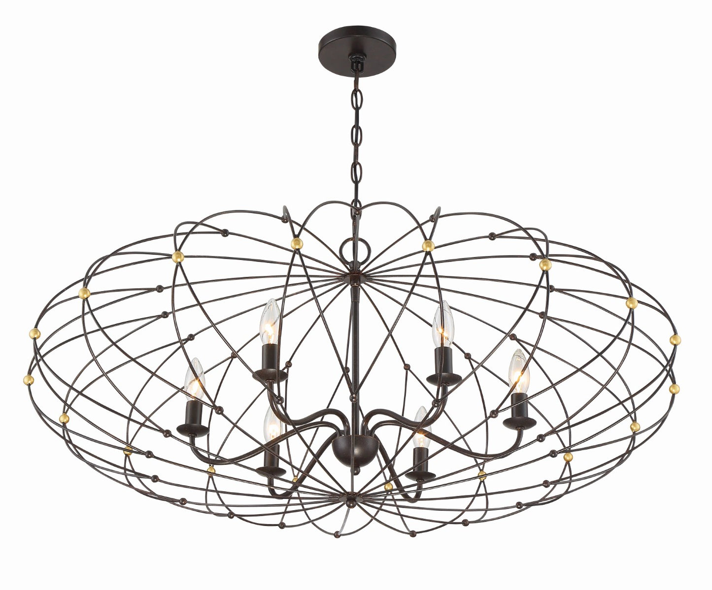 Crystorama ZUC-A9036-EB-GA Zucca 6 Light Chandelier - English Bronze and Antique Gold