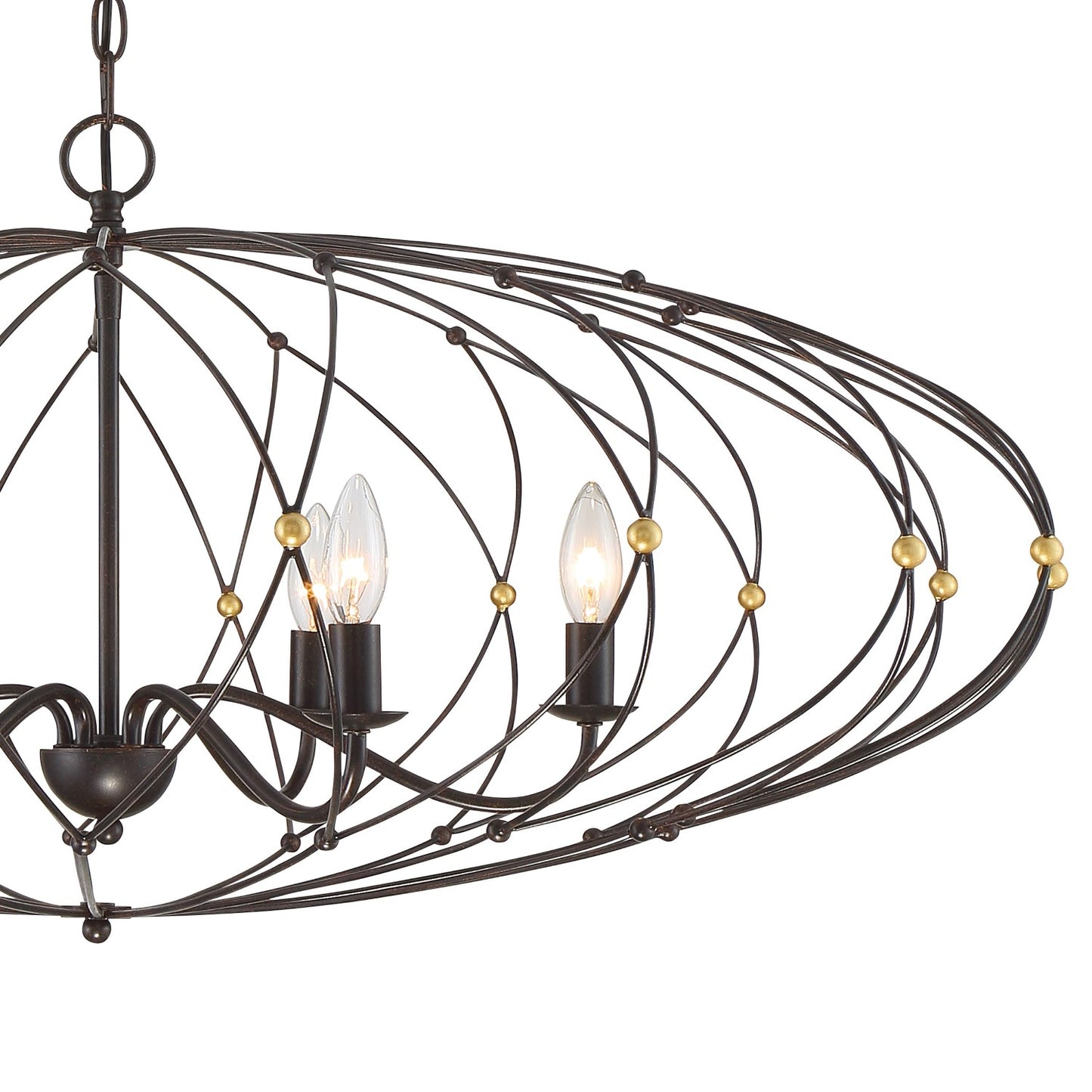 Crystorama ZUC-A9036-EB-GA Zucca 6 Light Chandelier - English Bronze and Antique Gold
