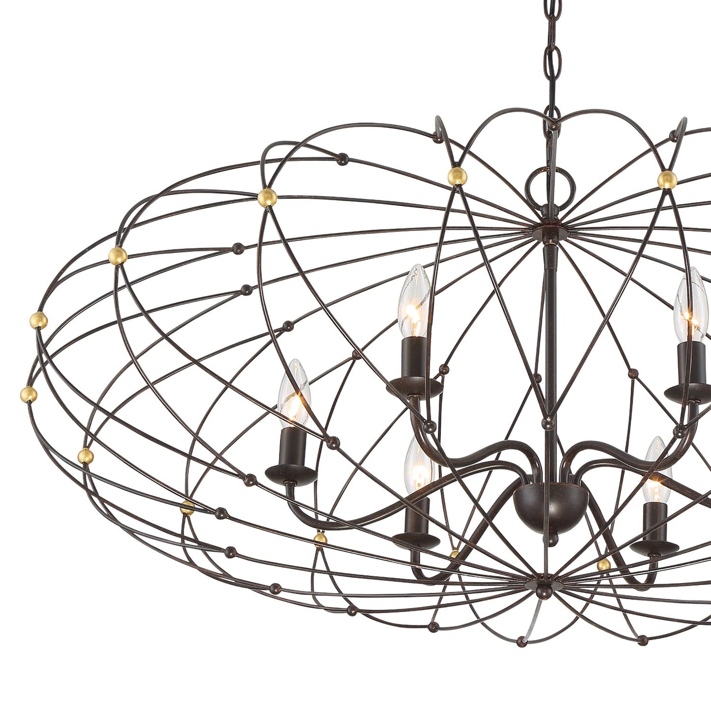 Crystorama ZUC-A9036-EB-GA Zucca 6 Light Chandelier - English Bronze and Antique Gold