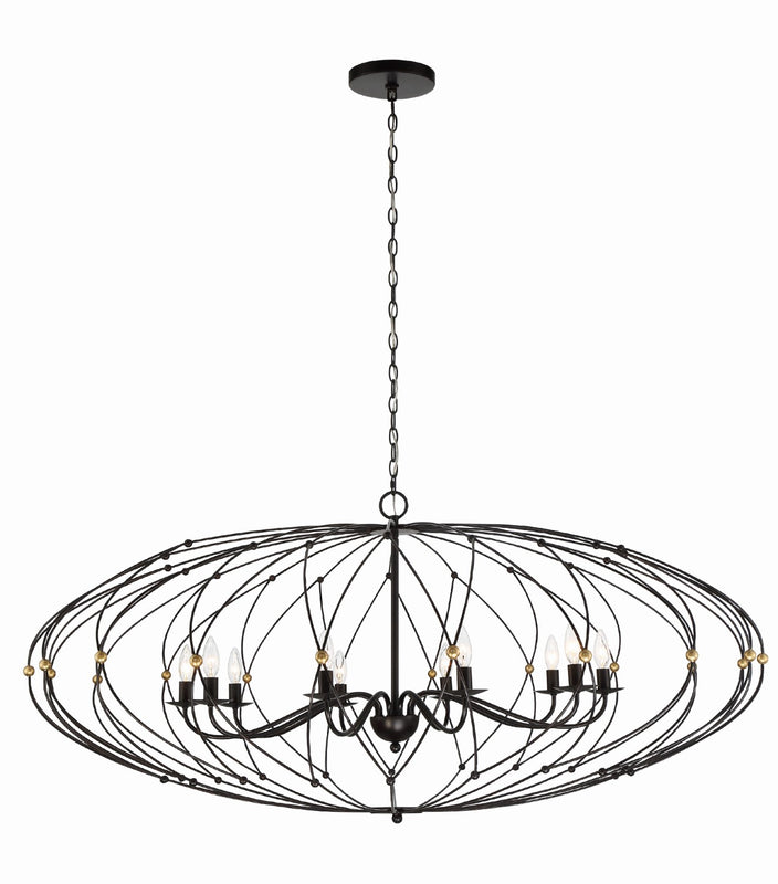 Crystorama ZUC-A9039-EB-GA Zucca 10 Light Chandelier - English Bronze and Antique Gold