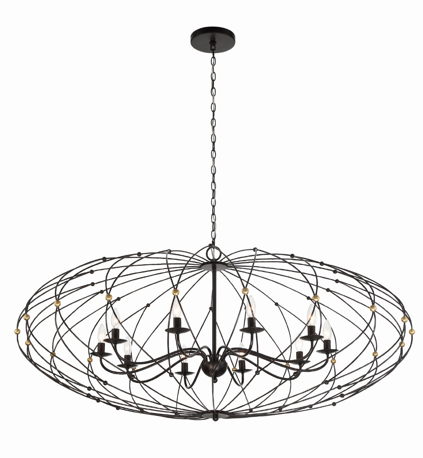 Crystorama ZUC-A9039-EB-GA Zucca 10 Light Chandelier - English Bronze and Antique Gold