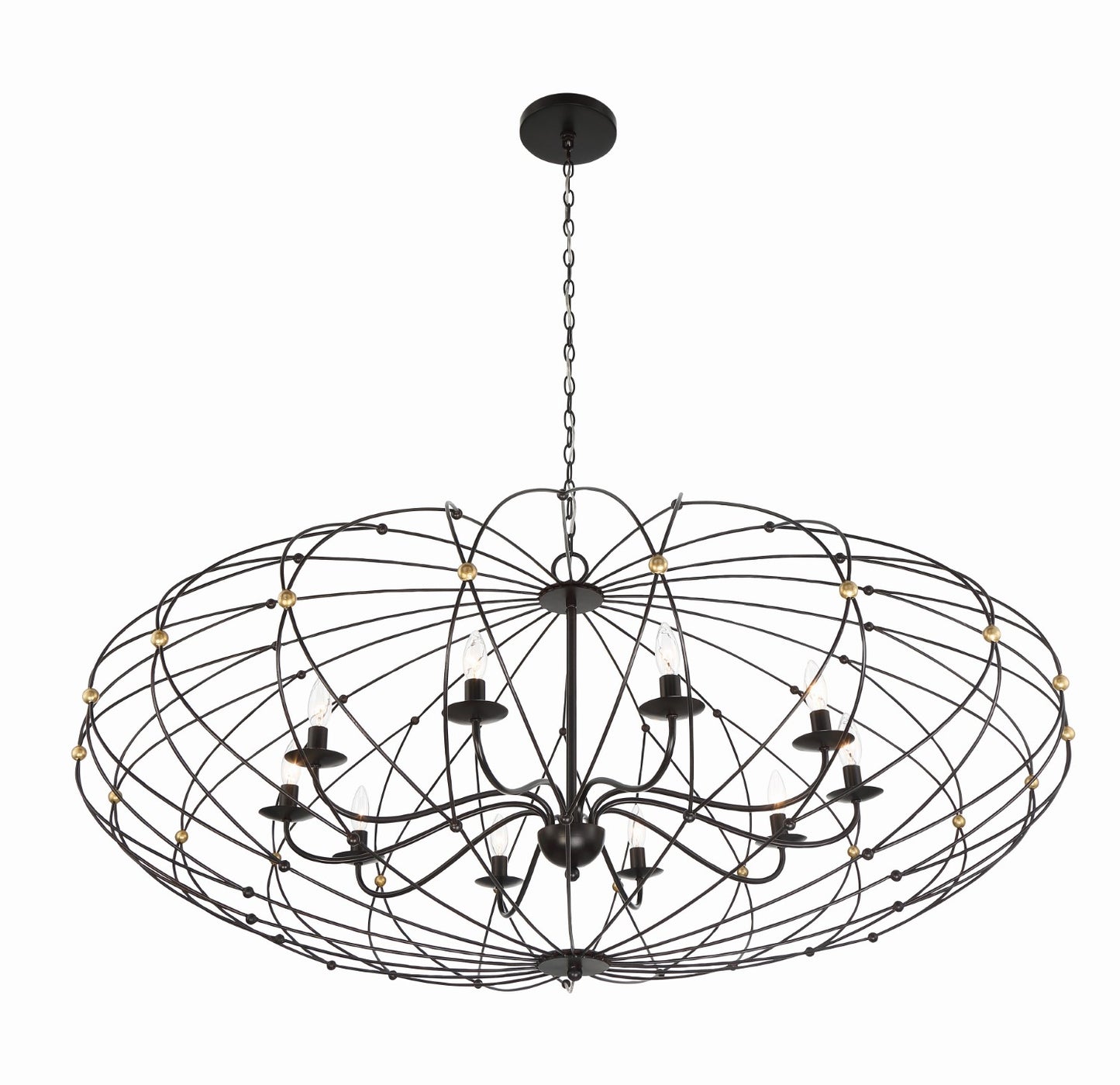 Crystorama ZUC-A9039-EB-GA Zucca 10 Light Chandelier - English Bronze and Antique Gold
