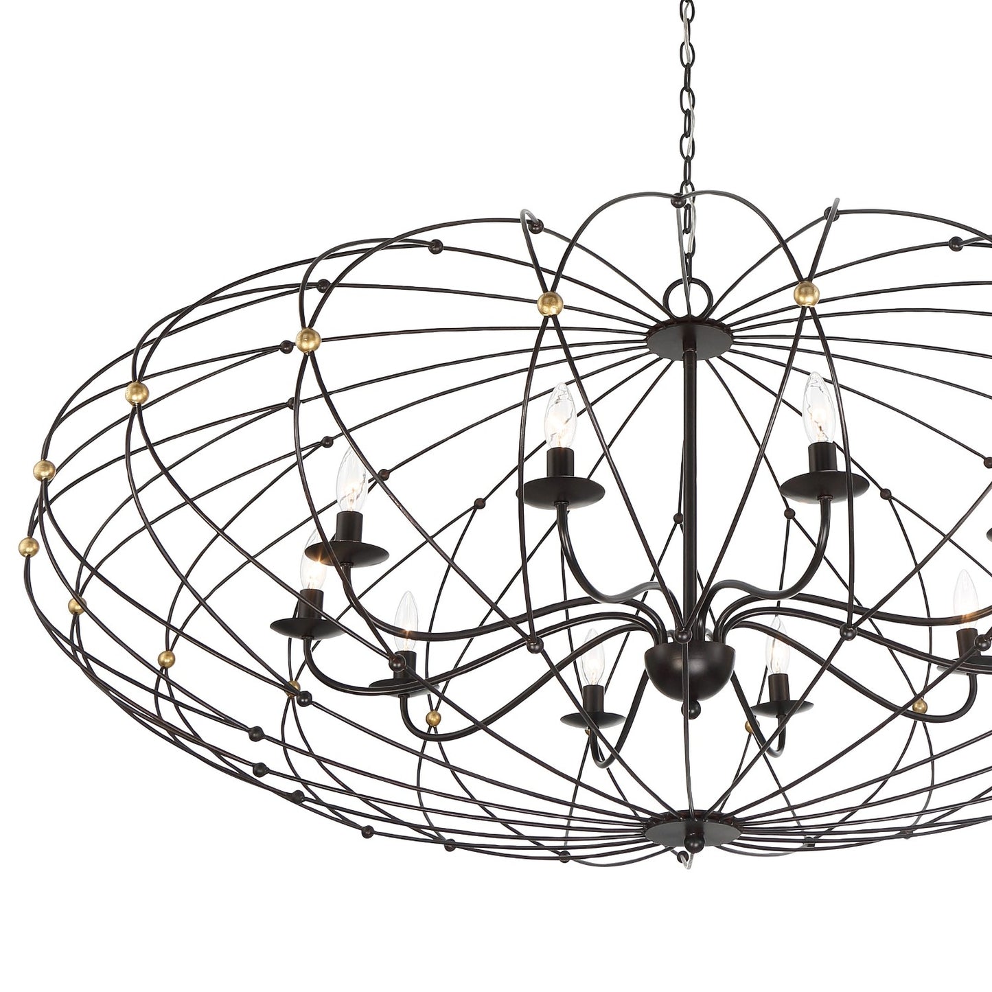 Crystorama ZUC-A9039-EB-GA Zucca 10 Light Chandelier - English Bronze and Antique Gold