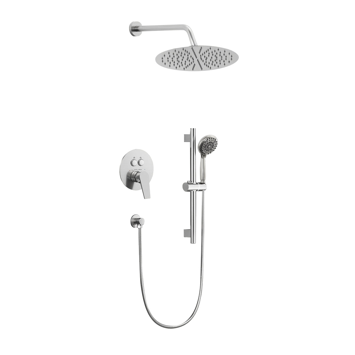 Alta Aqua AA-SH-R-PBVD-P-HS-12 12'' Shower Head Push Button Shower Combo