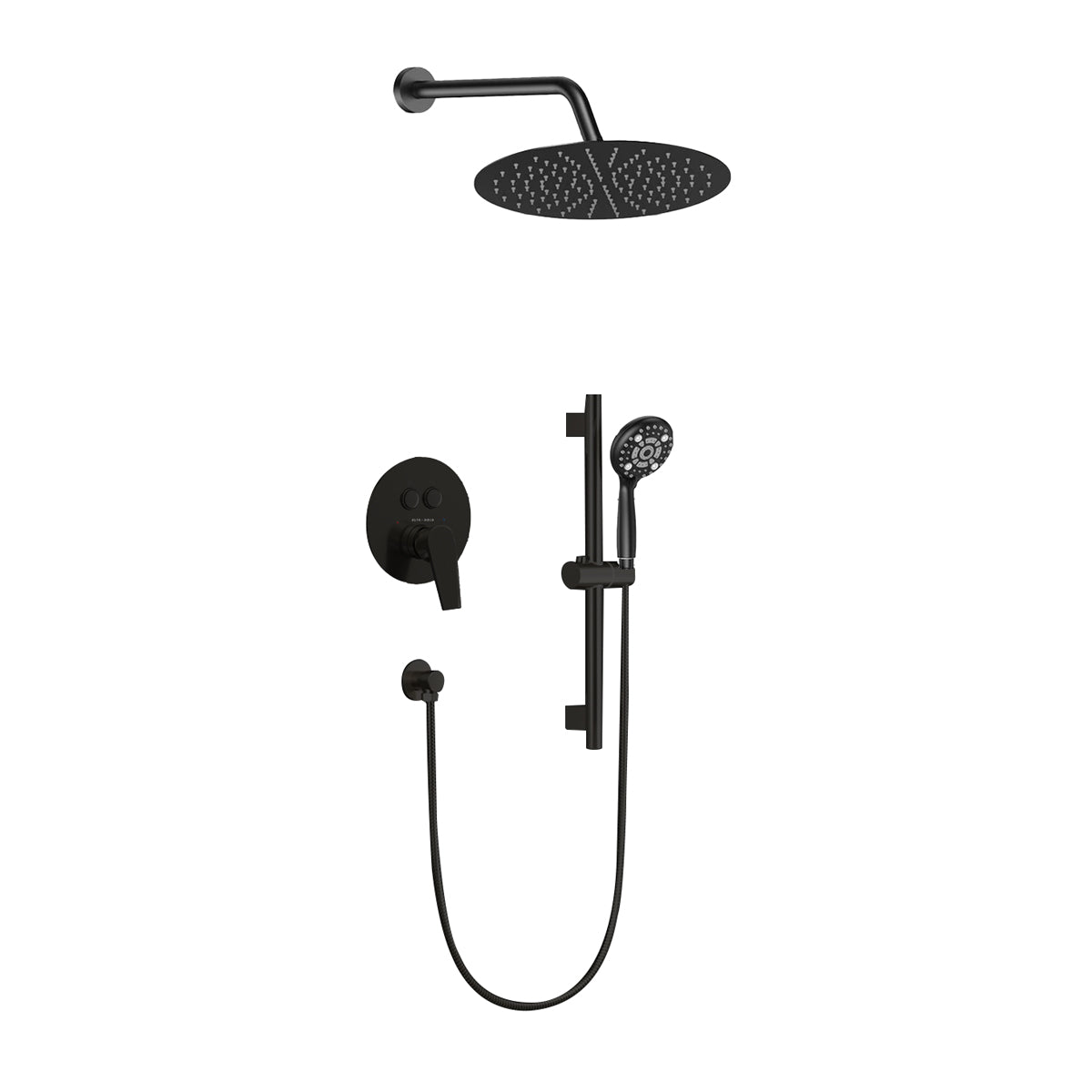 Alta Aqua AA-SH-R-PBVD-P-HS-12 12'' Shower Head Push Button Shower Combo