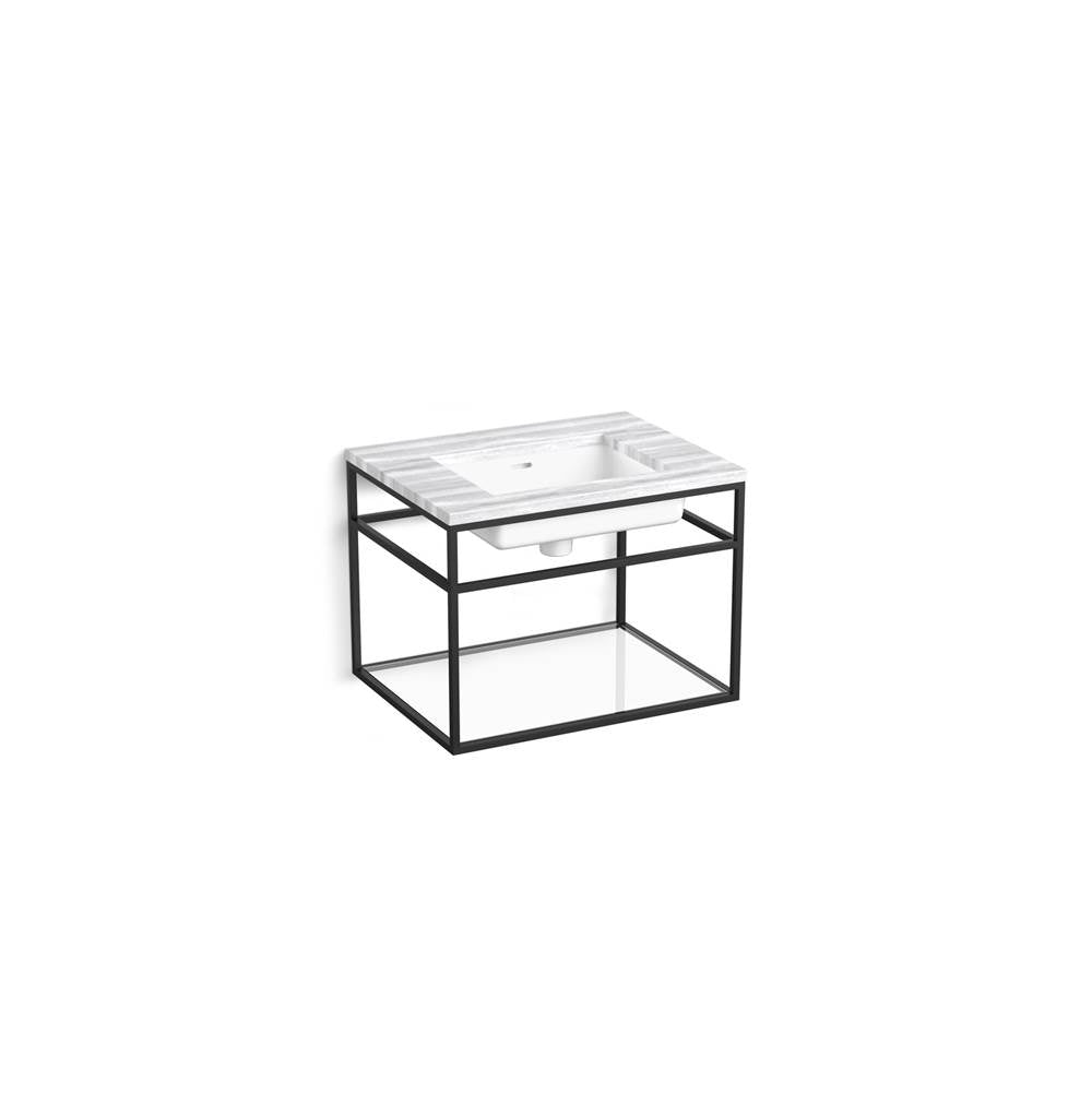 Kallista P78575-00-BL Grid Console Table, Wall Hung in Matte Black