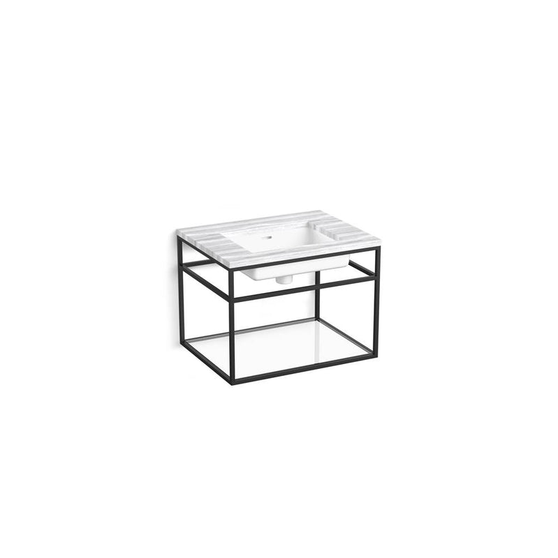 Kallista P78575-00-BL Grid Console Table, Wall Hung in Matte Black